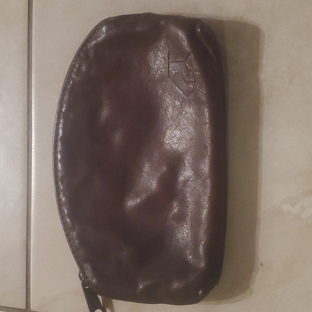 Small Brown Genuine Leather Zip Pouch Ameribag